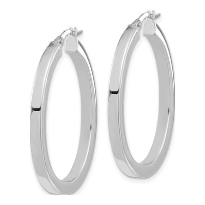 14K White Gold 38mm Oval Hoop Earrings – view 3