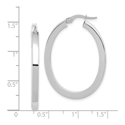 14K White Gold 38mm Oval Hoop Earrings – view 5