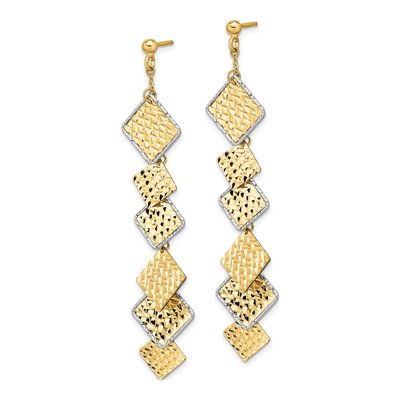 14K Two-Tone Gold Diamond-Cut Dangle Earrings – view 3