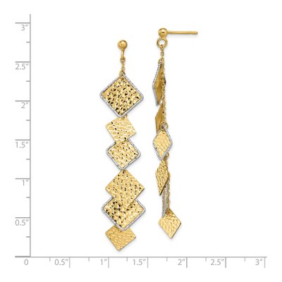 14K Two-Tone Gold Diamond-Cut Dangle Earrings – view 5