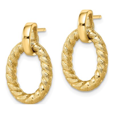 14K Yellow Gold Textured Dangle Earrings – view 3