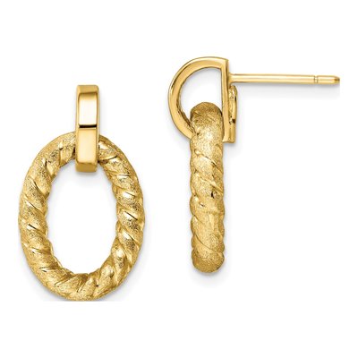 14K Yellow Gold Textured Dangle Earrings