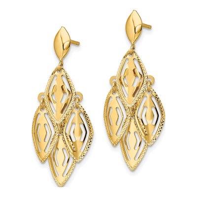 14K Yellow Gold Diamond-Cut Chandelier Earrings – view 3