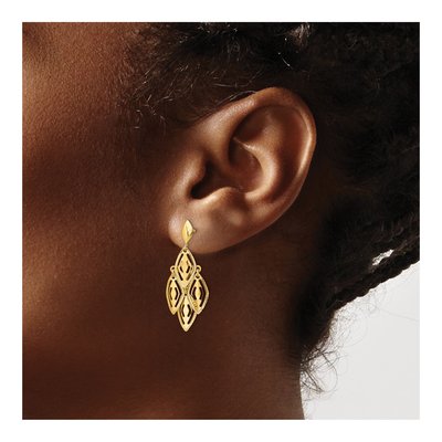 14K Yellow Gold Diamond-Cut Chandelier Earrings – view 4