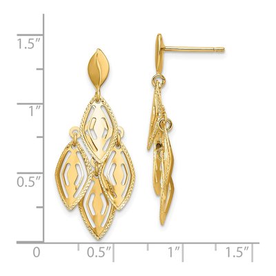 14K Yellow Gold Diamond-Cut Chandelier Earrings – view 5
