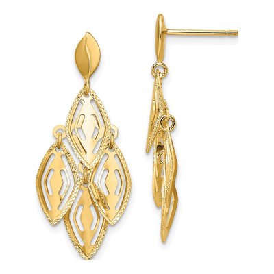 14K Yellow Gold Diamond-Cut Chandelier Earrings
