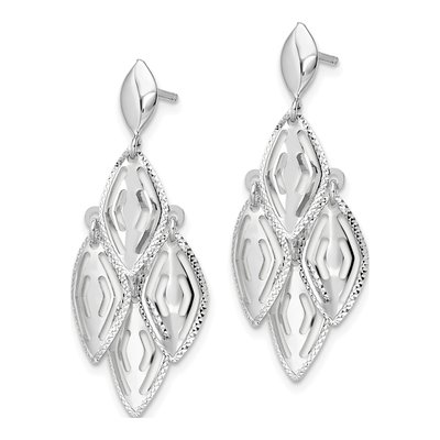 14K White Gold Diamond-Cut Chandelier Earrings – view 3