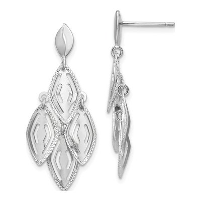 14K White Gold Diamond-Cut Chandelier Earrings
