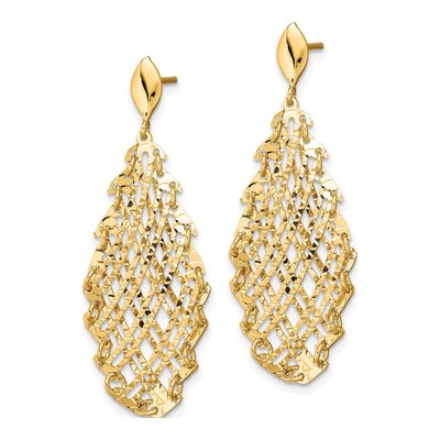 14K Yellow Gold Diamond-Cut Dangle Earrings – view 3