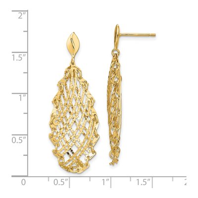 14K Yellow Gold Diamond-Cut Dangle Earrings – view 5