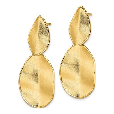 14K Yellow Gold Textured Dangle Earrings – view 3