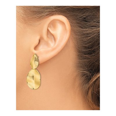 14K Yellow Gold Textured Dangle Earrings – view 4