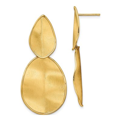 14K Yellow Gold Textured Dangle Earrings