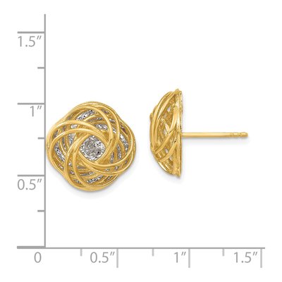 14K Two-Tone Gold Love Knot Stud Earrings – view 5