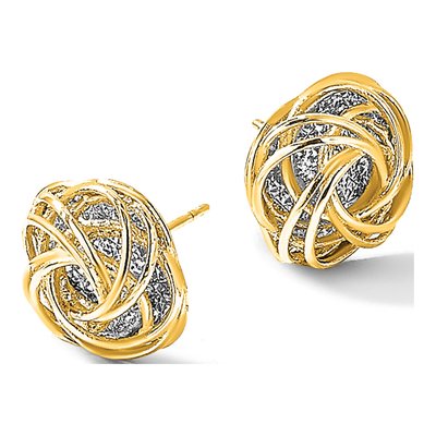 14K Two-Tone Gold Love Knot Stud Earrings – view 6
