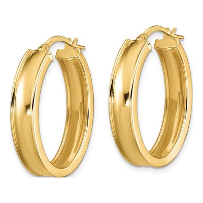 14K Yellow Gold Oval Hoop Earrings – view 3