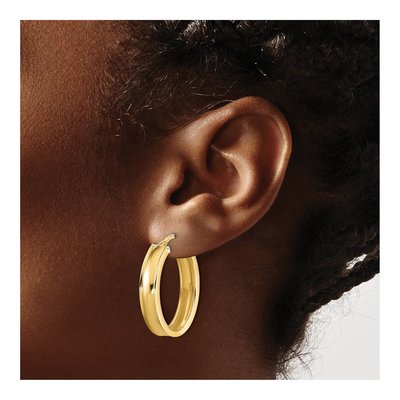14K Yellow Gold Oval Hoop Earrings – view 4
