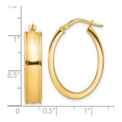 14K Yellow Gold Oval Hoop Earrings – view 5