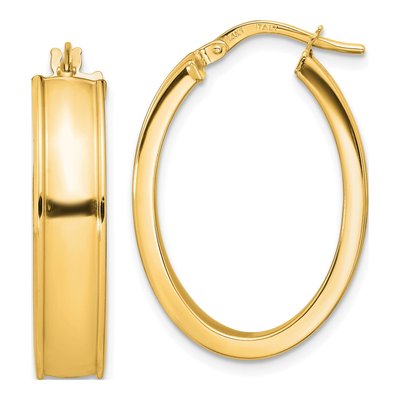 14K Yellow Gold Oval Hoop Earrings