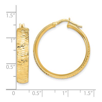 14K Yellow Gold 30mm Diamond-Cut Round Hoop Earrings – view 5