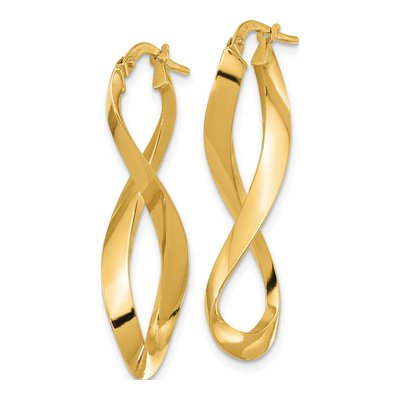 14K Yellow Gold 14mm Left Right Eternity Hoop Earrings – view 3