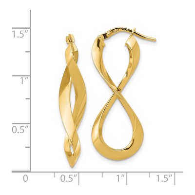 14K Yellow Gold 14mm Left Right Eternity Hoop Earrings – view 5
