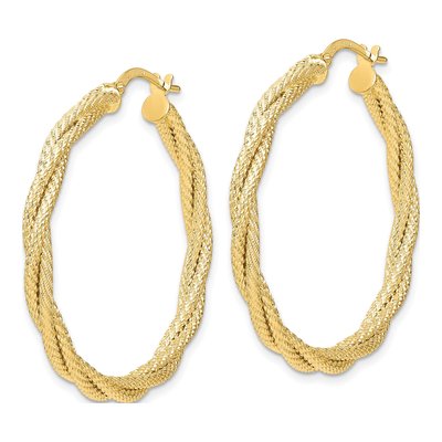 14K Yellow Gold 36mm Twisted Hoop Earrings – view 3