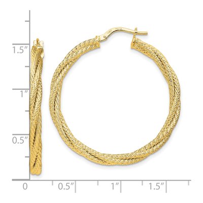 14K Yellow Gold 36mm Twisted Hoop Earrings – view 5