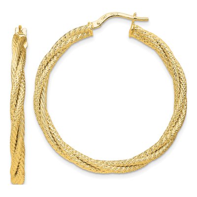 14K Yellow Gold 36mm Twisted Hoop Earrings
