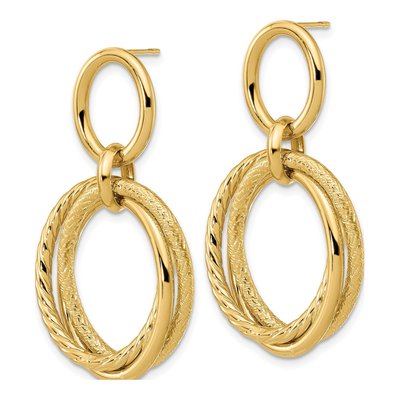 14K Yellow Gold Twisted Dangle Earrings – view 3