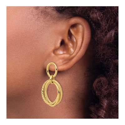 14K Yellow Gold Twisted Dangle Earrings – view 4