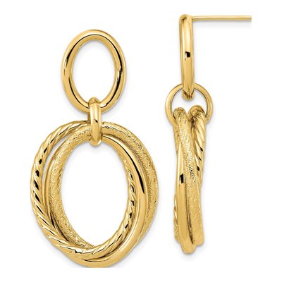 14K Yellow Gold Twisted Dangle Earrings