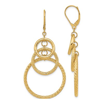 14K Yellow Gold Twisted Leverback Earrings