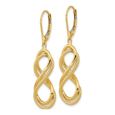 14K Yellow Gold Infinity Leverback Earrings – view 3
