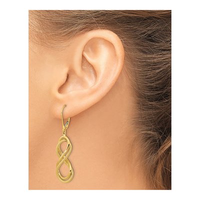 14K Yellow Gold Infinity Leverback Earrings – view 4