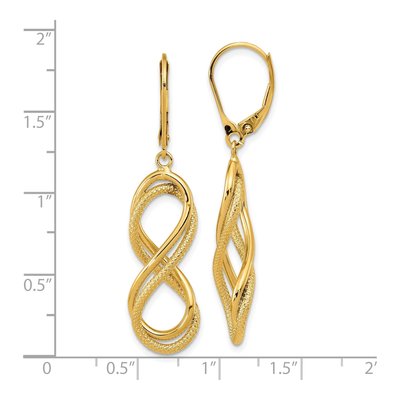 14K Yellow Gold Infinity Leverback Earrings – view 5