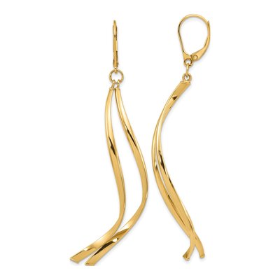 14K Yellow Gold Leverback Earrings