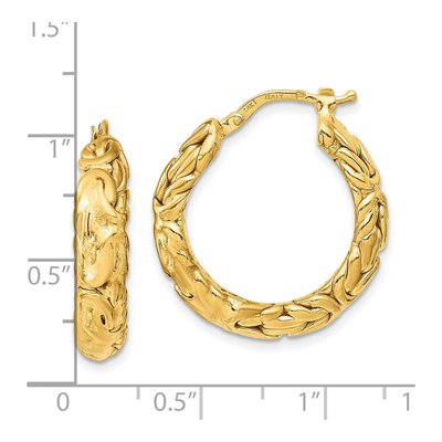 14K Yellow Gold 26mm Textured Hoop Earrings – view 5