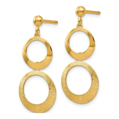 14K Yellow Gold Circle Dangle Earrings – view 3