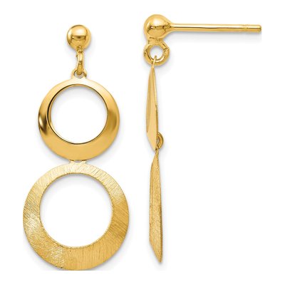 14K Yellow Gold Circle Dangle Earrings
