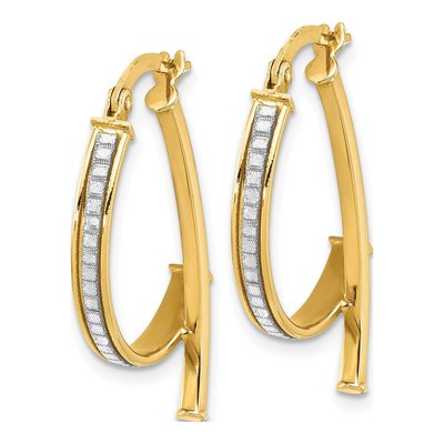 14K Yellow Gold Glitter Hoop Earrings – view 3