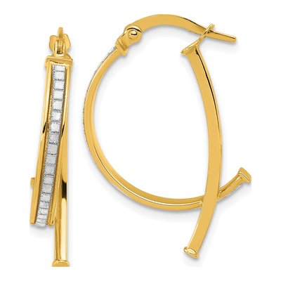 14K Yellow Gold Glitter Hoop Earrings