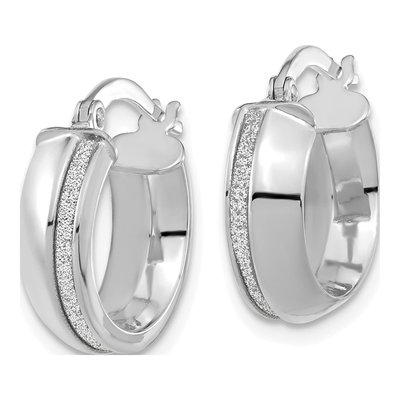 14K White Gold 18mm Glitter Hoop Earrings – view 3