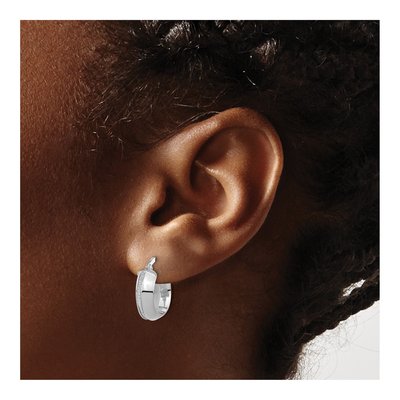 14K White Gold 18mm Glitter Hoop Earrings – view 4