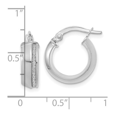 14K White Gold 18mm Glitter Hoop Earrings – view 5
