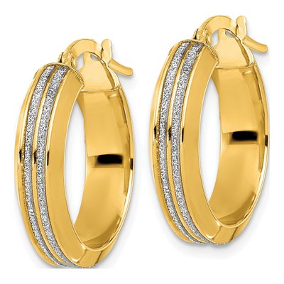 14K Yellow Gold 22mm Glitter Hoop Earrings – view 3