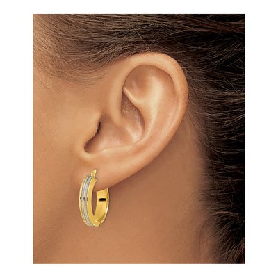14K Yellow Gold 22mm Glitter Hoop Earrings – view 4
