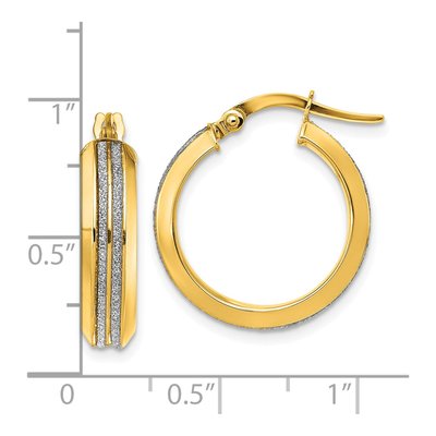 14K Yellow Gold 22mm Glitter Hoop Earrings – view 5