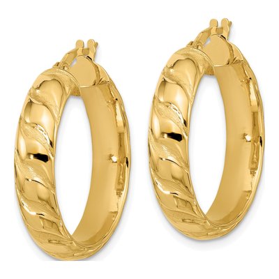 14K Yellow Gold 27mm Twisted Hoop Earrings – view 3