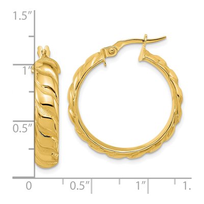 14K Yellow Gold 27mm Twisted Hoop Earrings – view 5